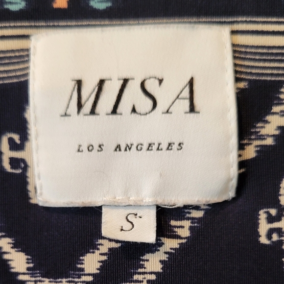 Misa Teget Twist Knot Navy Geometric Print Bodycon Mini Dress Sz S - Picture 3 of 10